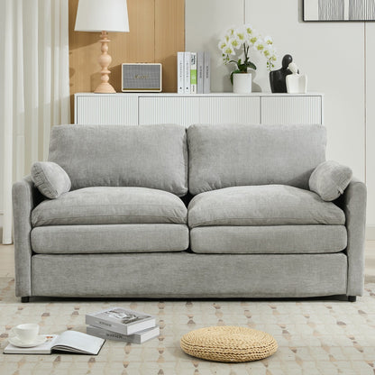 Roomfitters Cozy Oversized Upholstered Loveseat Cloud Sofa with Plush Double Cushion for Living Room, Light Grey