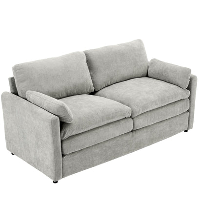 Roomfitters Cozy Oversized Upholstered Loveseat Cloud Sofa with Plush Double Cushion for Living Room, Light Grey