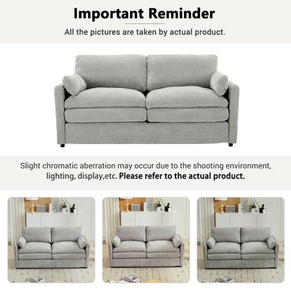 Roomfitters Cozy Oversized Upholstered Loveseat Cloud Sofa with Plush Double Cushion for Living Room, Light Grey