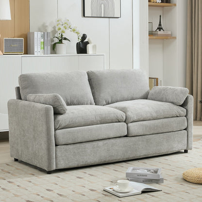 Roomfitters Cozy Oversized Upholstered Loveseat Cloud Sofa with Plush Double Cushion for Living Room, Light Grey