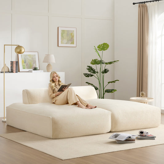Roomfitters Foam-Filled Modular Sofa Bed with 2-Piece Free Layout, Compressed and No Assembly Floor Couch