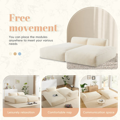 Roomfitters Foam-Filled Modular Sofa Bed with 2-Piece Free Layout, Compressed and No Assembly Floor Couch