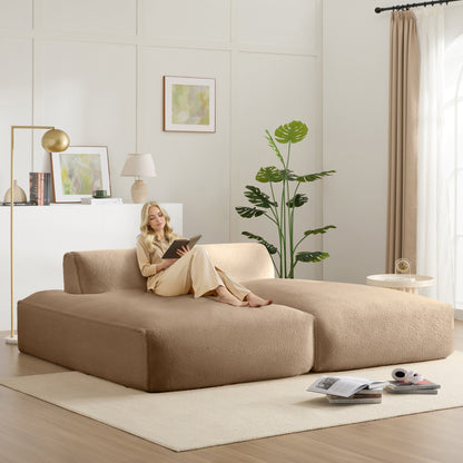 Roomfitters Foam-Filled Modular Sofa Bed with 2-Piece Free Layout, Compressed and No Assembly Floor Couch