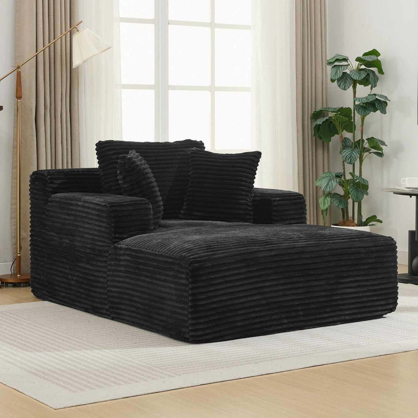Roomfitters Full-Compressed Chaise Lounge Sleeper Sofa with Removable Pillows Modern Upholstered Couch