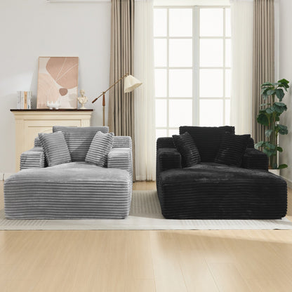 Roomfitters Full-Compressed Chaise Lounge Sleeper Sofa with Removable Pillows Modern Upholstered Couch