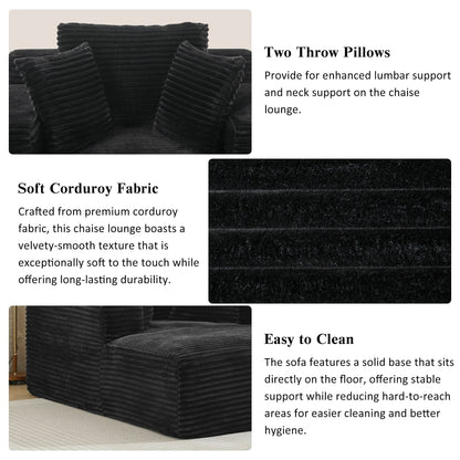 Roomfitters Full-Compressed Chaise Lounge Sleeper Sofa with Removable Pillows Modern Upholstered Couch