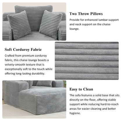 Roomfitters Full-Compressed Chaise Lounge Sleeper Sofa with Removable Pillows Modern Upholstered Couch