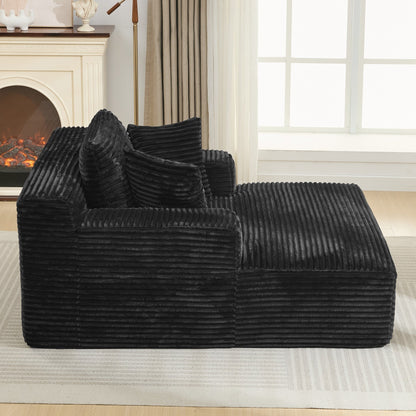 Roomfitters Full-Compressed Chaise Lounge Sleeper Sofa with Removable Pillows Modern Upholstered Couch