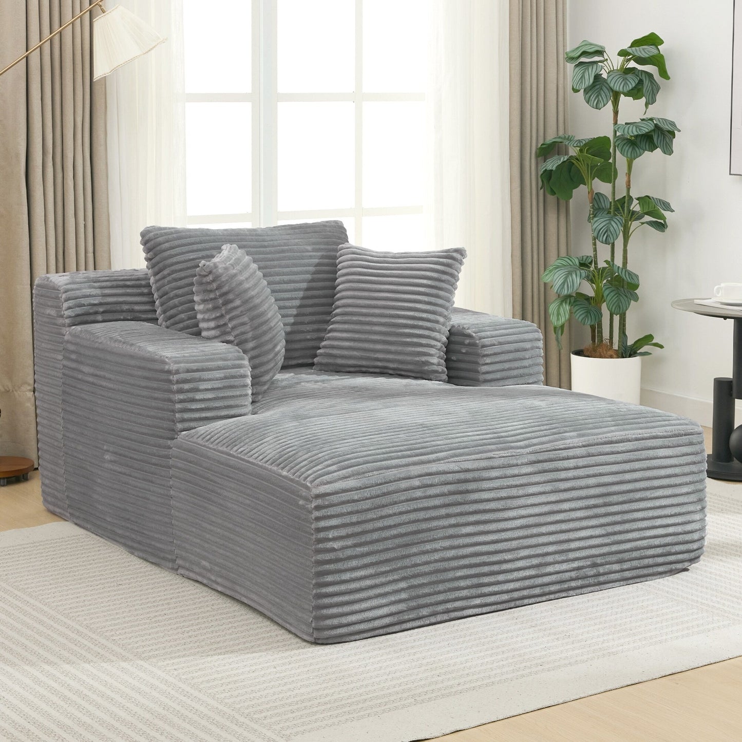 Roomfitters Full-Compressed Chaise Lounge Sleeper Sofa with Removable Pillows Modern Upholstered Couch
