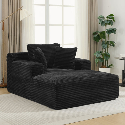 Roomfitters Full-Compressed Chaise Lounge Sleeper Sofa with Removable Pillows Modern Upholstered Couch