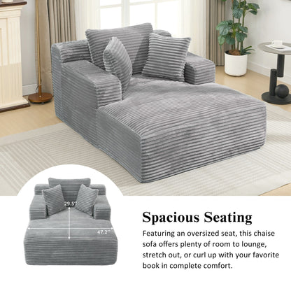 Roomfitters Full-Compressed Chaise Lounge Sleeper Sofa with Removable Pillows Modern Upholstered Couch
