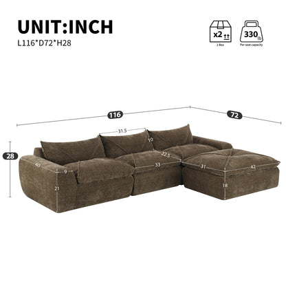 Roomfitters Fully Compressed Sofa with High-Density Foam, Legless Frame-Free Seat and Backrest, No Assembly Needed