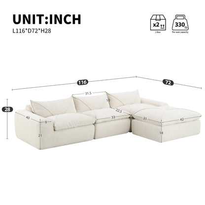 Roomfitters Fully Compressed Sofa with High-Density Foam, Legless Frame-Free Seat and Backrest, No Assembly Needed