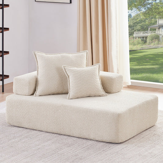Roomfitters Lounge Frame for Oversized Modular Sectional Sofa, Boucle Upholstered Floor Couch, Beige