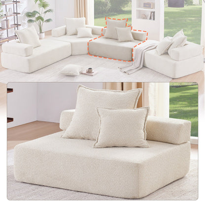 Roomfitters Loveseat Frame for Modular Oversized Sectional Sofa, Boucle Upholstered Convertible Couch, Beige