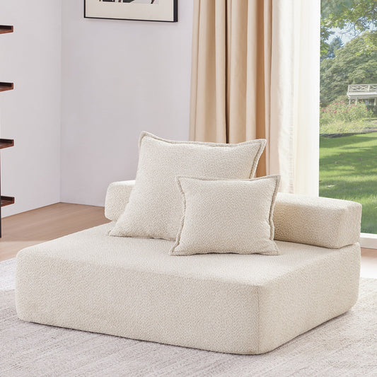 Roomfitters Loveseat Frame for Modular Oversized Sectional Sofa, Boucle Upholstered Convertible Couch, Beige