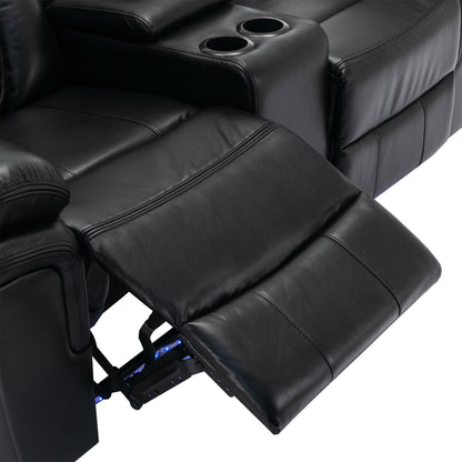 Roomfitters Manual Recliner Loveseat with Hideaway Storage, Dual Cup Holders, and Comfortable Design