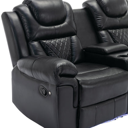Roomfitters Manual Recliner Loveseat with Hideaway Storage, Dual Cup Holders, and Comfortable Design
