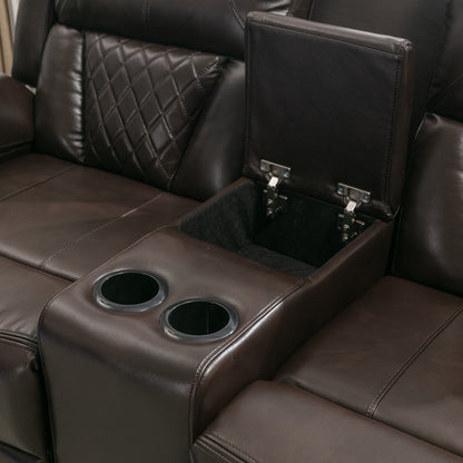 Roomfitters Manual Recliner Loveseat with Hideaway Storage, Dual Cup Holders, and Comfortable Design