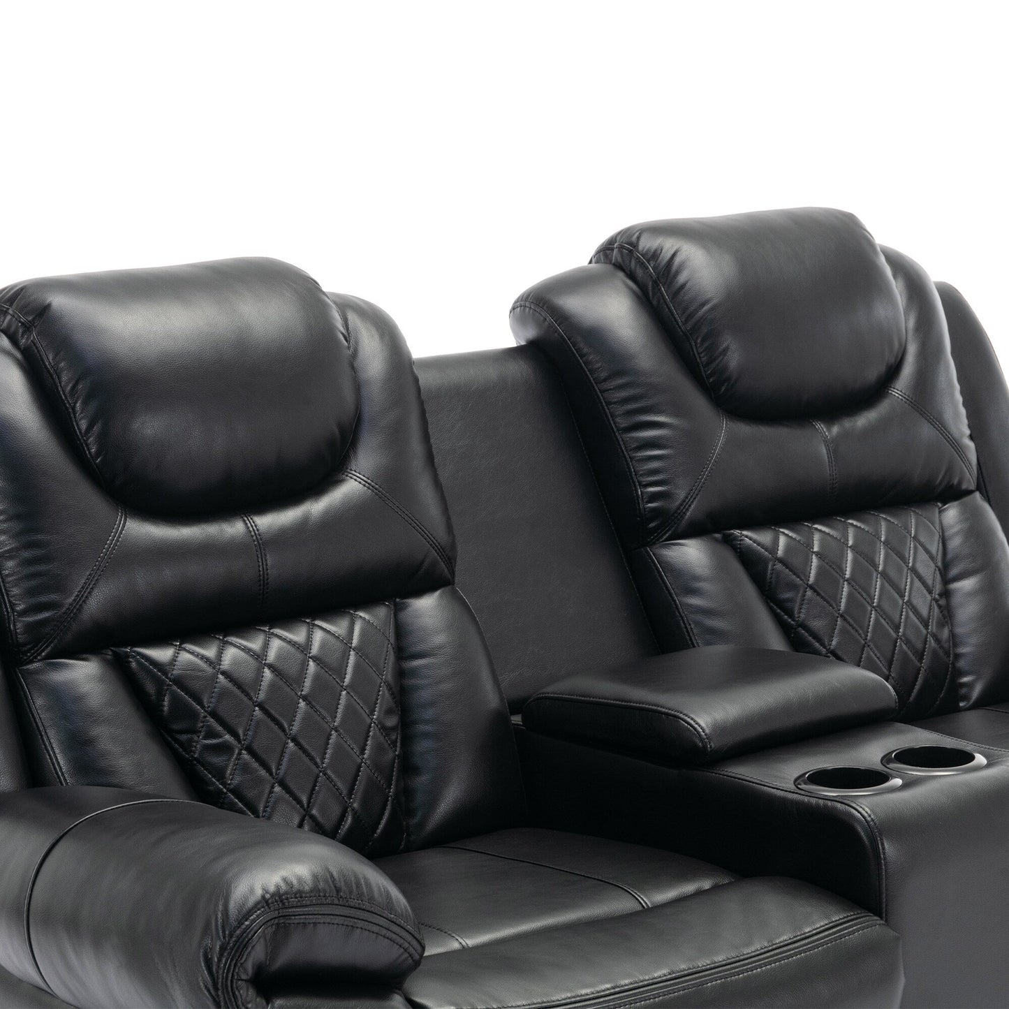 Roomfitters Manual Recliner Loveseat with Hideaway Storage, Dual Cup Holders, and Comfortable Design