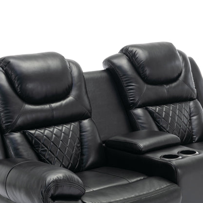 Roomfitters Manual Recliner Loveseat with Hideaway Storage, Dual Cup Holders, and Comfortable Design