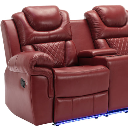 Roomfitters Manual Recliner Loveseat with Hideaway Storage, Dual Cup Holders, and Comfortable Design