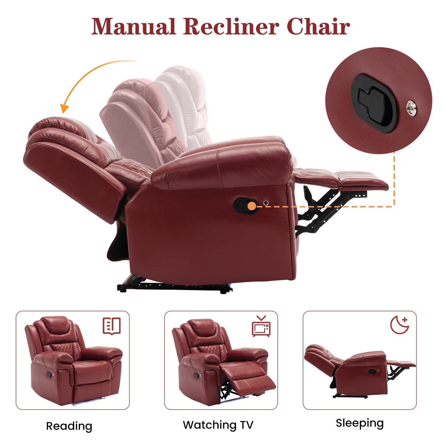 Roomfitters Manual Recliner Loveseat with Hideaway Storage, Dual Cup Holders, and Comfortable Design