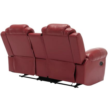 Roomfitters Manual Recliner Loveseat with Hideaway Storage, Dual Cup Holders, and Comfortable Design
