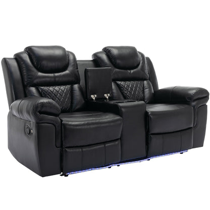 Roomfitters Manual Recliner Loveseat with Hideaway Storage, Dual Cup Holders, and Comfortable Design