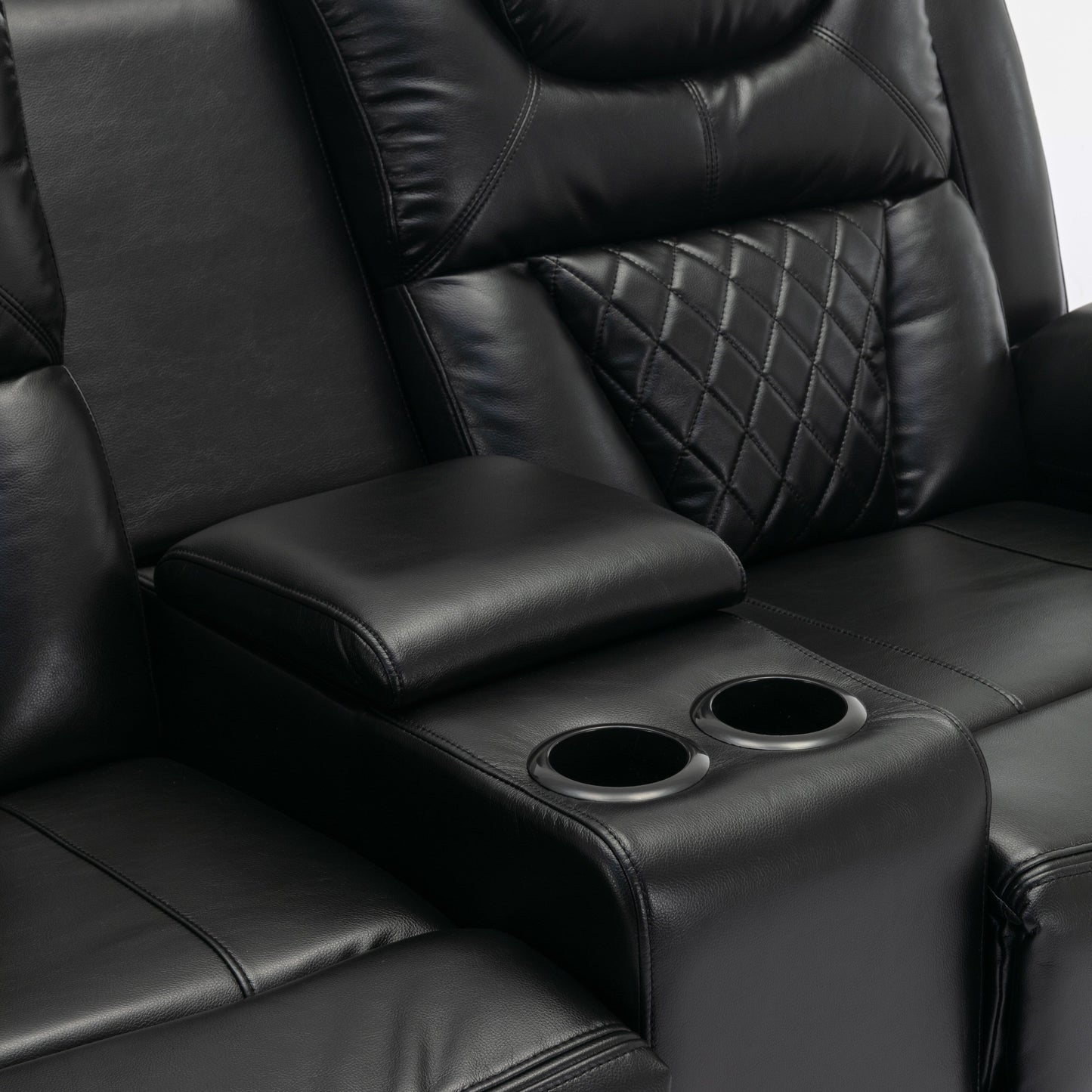 Roomfitters Manual Recliner Loveseat with Hideaway Storage, Dual Cup Holders, and Comfortable Design