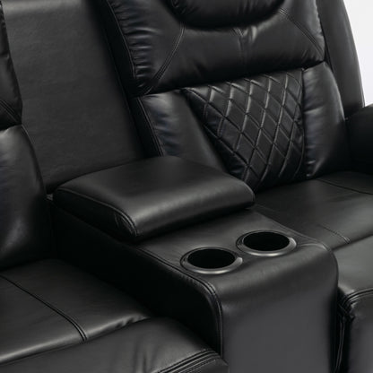Roomfitters Manual Recliner Loveseat with Hideaway Storage, Dual Cup Holders, and Comfortable Design