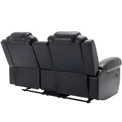 Roomfitters Manual Recliner Loveseat with Hideaway Storage, Dual Cup Holders, and Comfortable Design