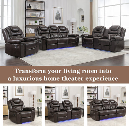Roomfitters Manual Recliner Loveseat with Hideaway Storage, Dual Cup Holders, and Comfortable Design