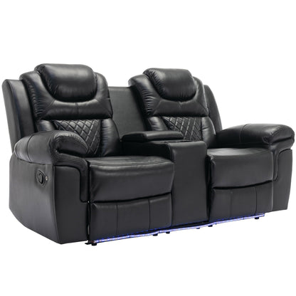 Roomfitters Manual Recliner Loveseat with Hideaway Storage, Dual Cup Holders, and Comfortable Design