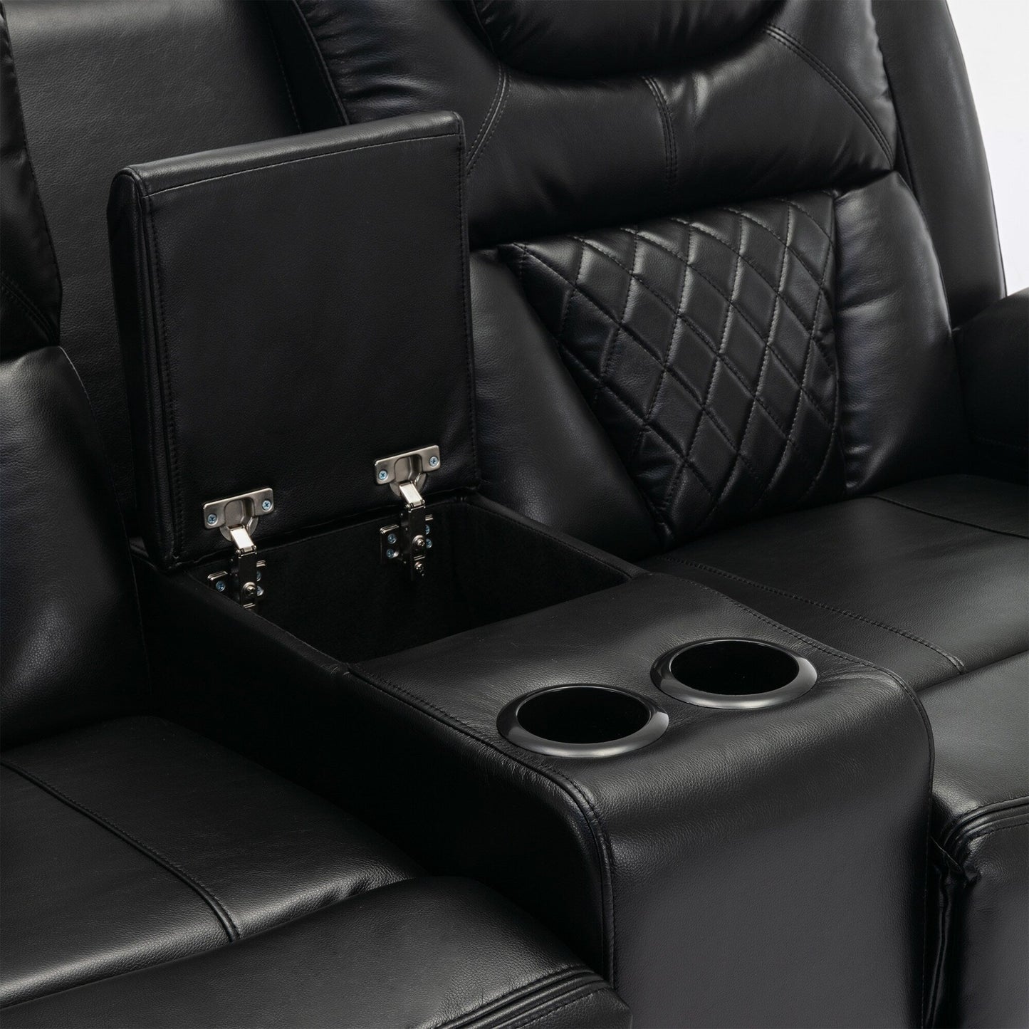 Roomfitters Manual Recliner Loveseat with Hideaway Storage, Dual Cup Holders, and Comfortable Design