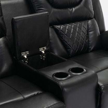Roomfitters Manual Recliner Loveseat with Hideaway Storage, Dual Cup Holders, and Comfortable Design