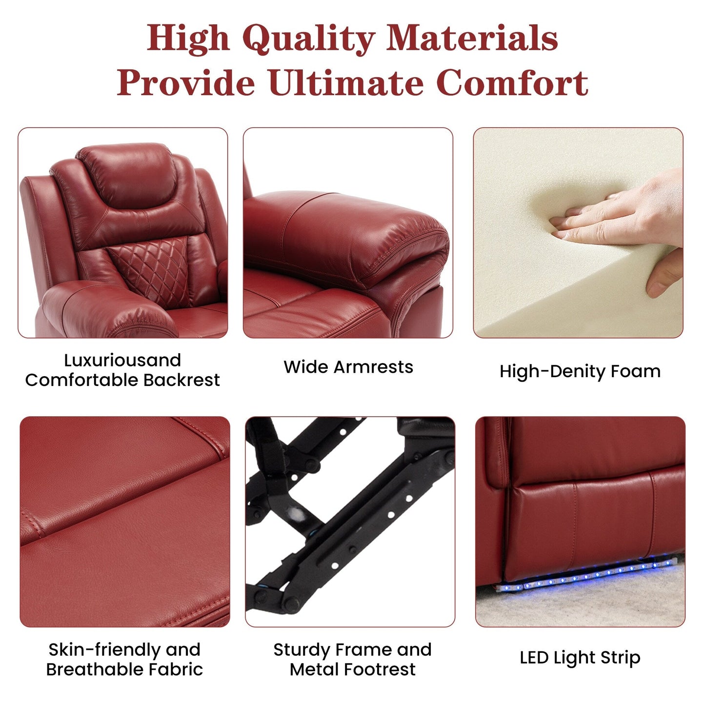 Roomfitters Manual Recliner Loveseat with Hideaway Storage, Dual Cup Holders, and Comfortable Design