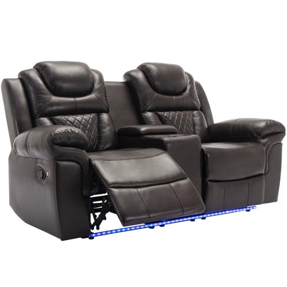 Roomfitters Manual Recliner Loveseat with Hideaway Storage, Dual Cup Holders, and Comfortable Design