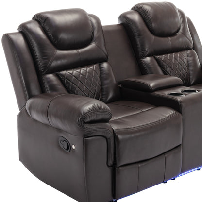 Roomfitters Manual Recliner Loveseat with Hideaway Storage, Dual Cup Holders, and Comfortable Design
