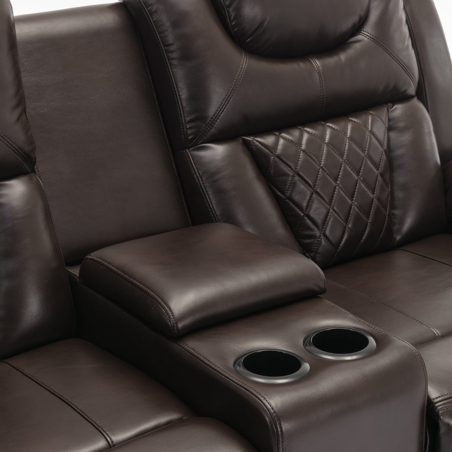Roomfitters Manual Recliner Loveseat with Hideaway Storage, Dual Cup Holders, and Comfortable Design