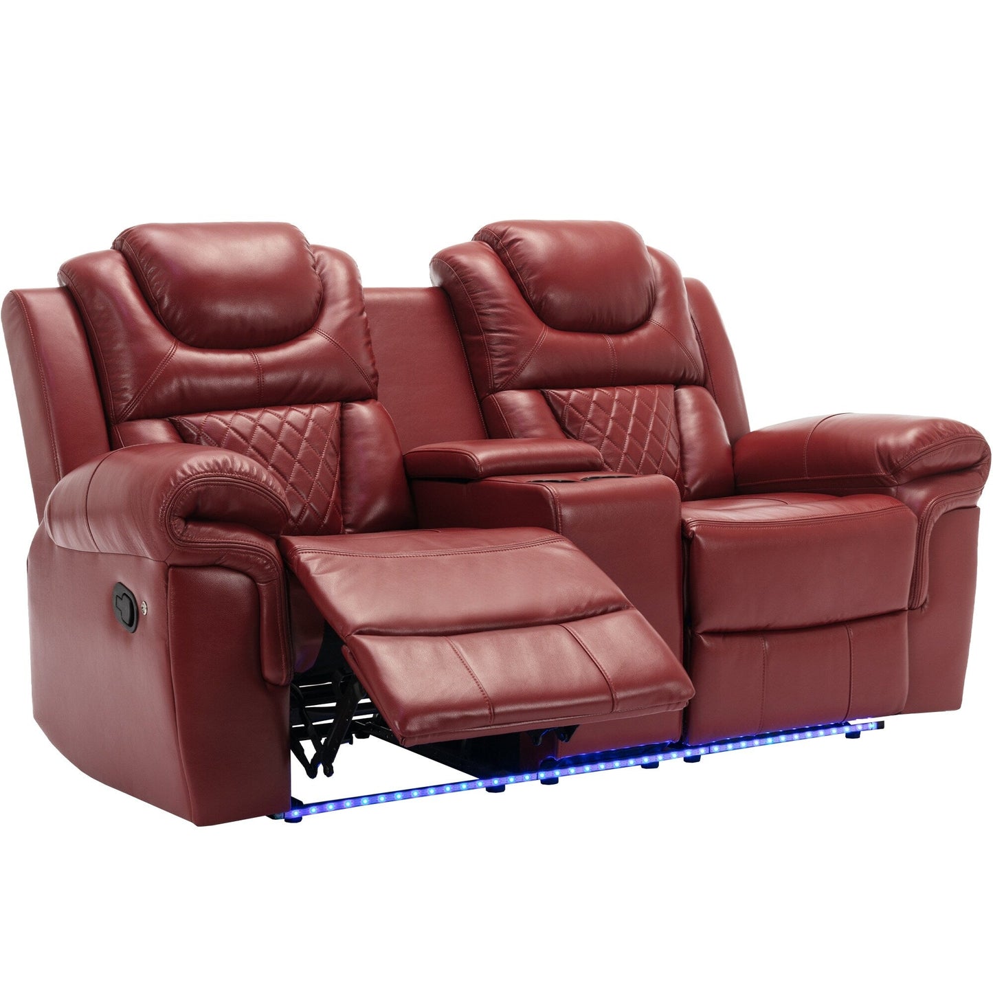 Roomfitters Manual Recliner Loveseat with Hideaway Storage, Dual Cup Holders, and Comfortable Design
