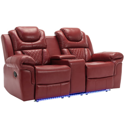 Roomfitters Manual Recliner Loveseat with Hideaway Storage, Dual Cup Holders, and Comfortable Design