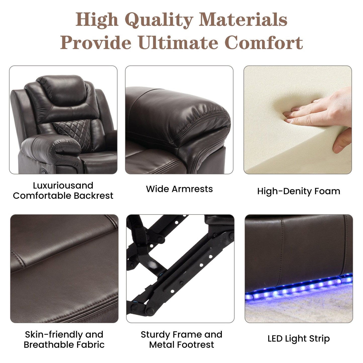 Roomfitters Manual Recliner Loveseat with Hideaway Storage, Dual Cup Holders, and Comfortable Design