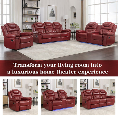 Roomfitters Manual Recliner Loveseat with Hideaway Storage, Dual Cup Holders, and Comfortable Design