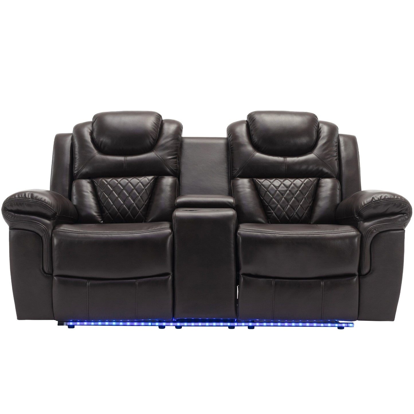 Roomfitters Manual Recliner Loveseat with Hideaway Storage, Dual Cup Holders, and Comfortable Design