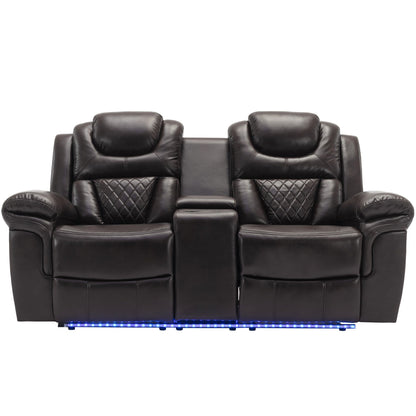 Roomfitters Manual Recliner Loveseat with Hideaway Storage, Dual Cup Holders, and Comfortable Design