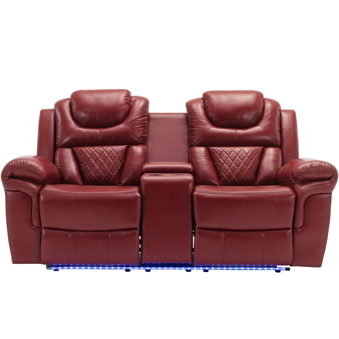 Roomfitters Manual Recliner Loveseat with Hideaway Storage, Dual Cup Holders, and Comfortable Design