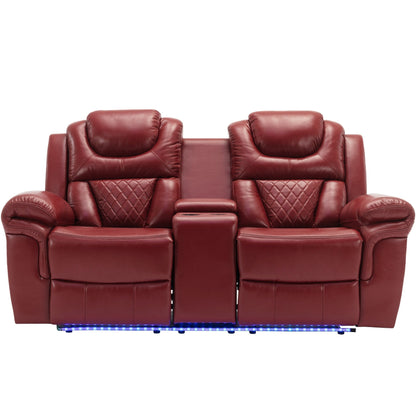 Roomfitters Manual Recliner Loveseat with Hideaway Storage, Dual Cup Holders, and Comfortable Design