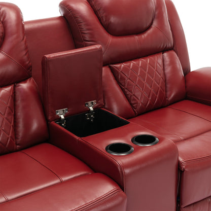 Roomfitters Manual Recliner Loveseat with Hideaway Storage, Dual Cup Holders, and Comfortable Design