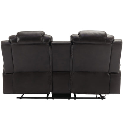Roomfitters Manual Recliner Loveseat with Hideaway Storage, Dual Cup Holders, and Comfortable Design
